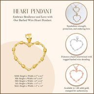 Gold Heart Crown of Thorns Jesus Christ Pendant Necklace XS/S/M/L/XL (Available Yellow/Rose/White Gold)