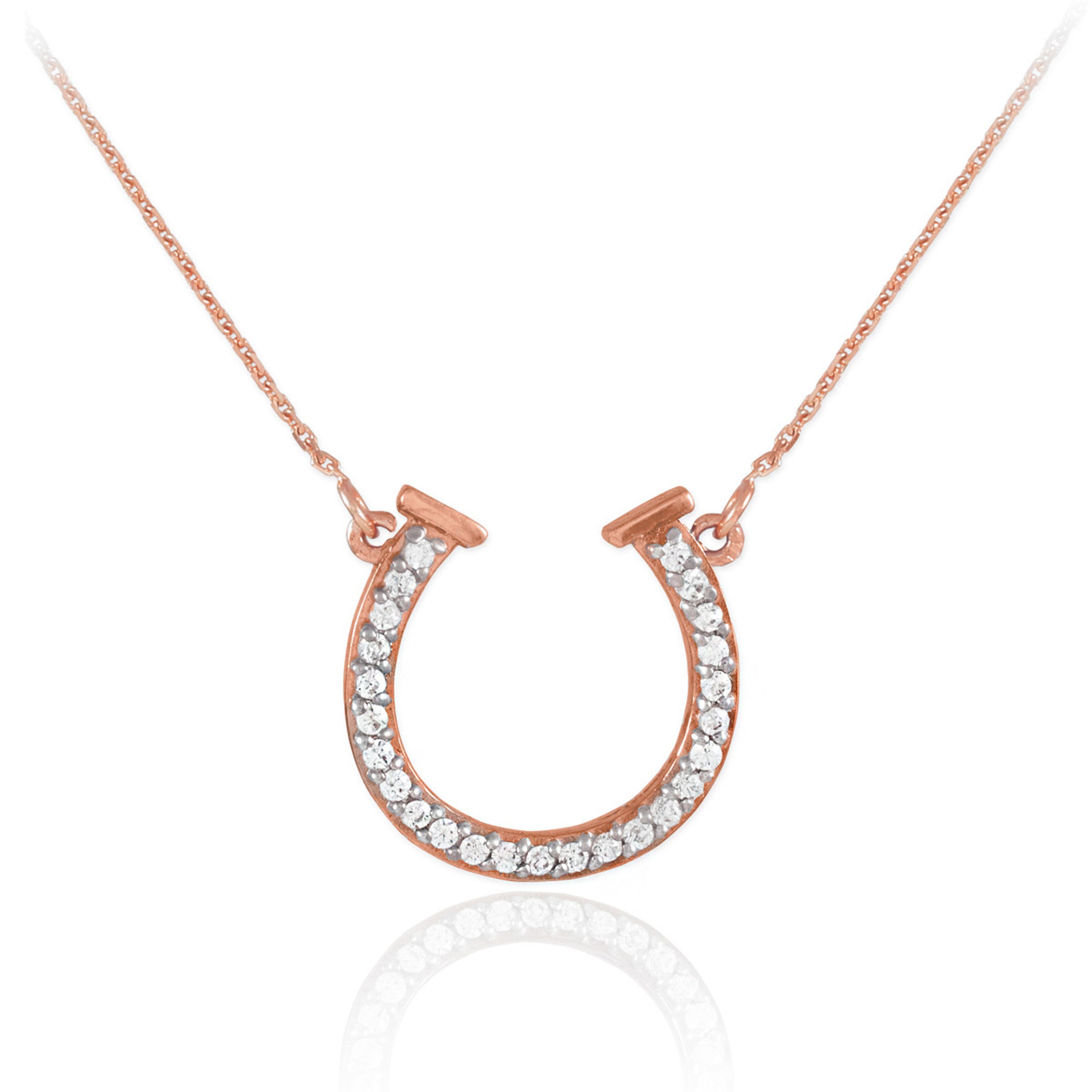 14K Gold Diamond Horseshoe Necklace (Available in Yellow/Rose/White Gold)