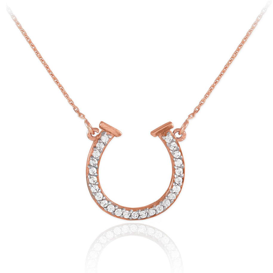 14K Gold Diamond Horseshoe Necklace (Available in Yellow/Rose/White Gold)