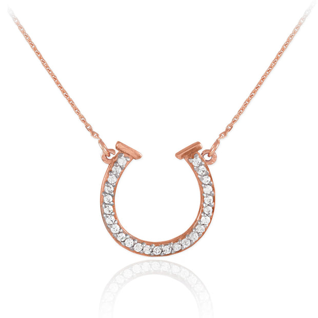 14K Gold Diamond Horseshoe Necklace (Available in Yellow/Rose/White Gold)
