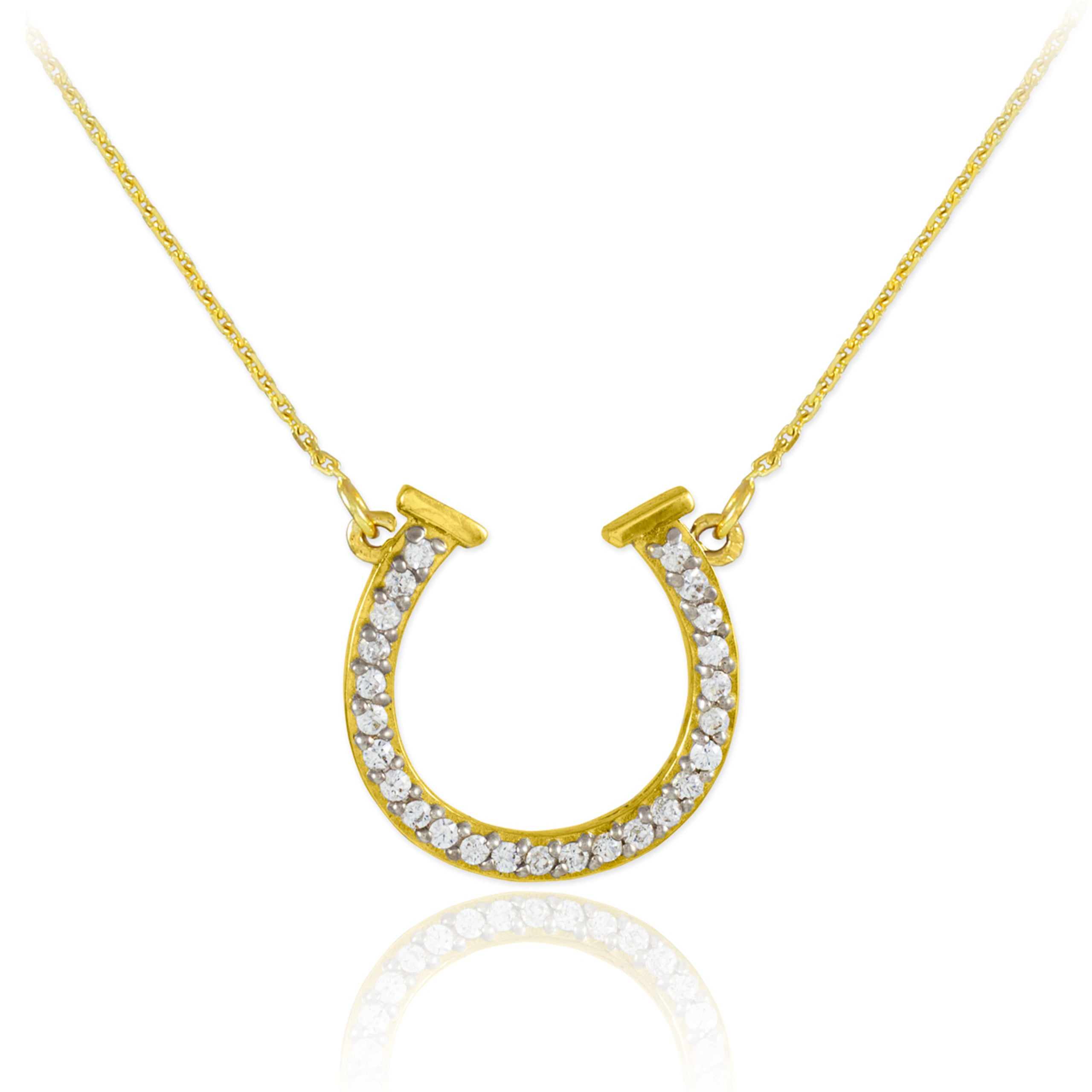 14K Gold Diamond Horseshoe Necklace (Available in Yellow/Rose/White Gold)