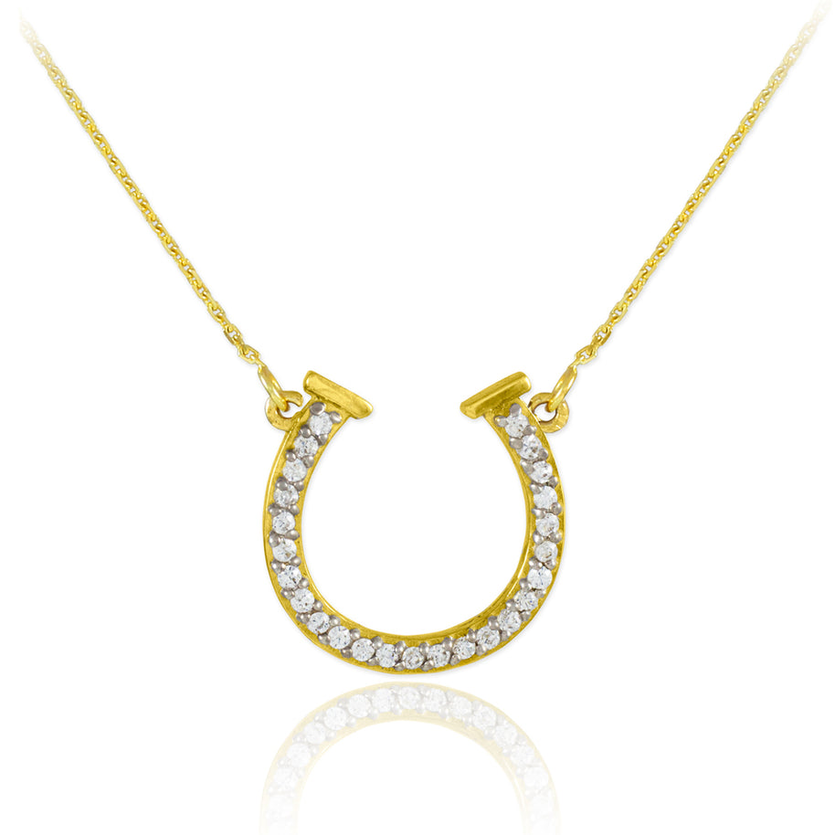 14K Gold Diamond Horseshoe Necklace (Available in Yellow/Rose/White Gold)