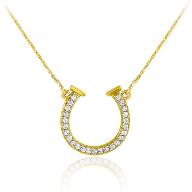 14K Gold Diamond Horseshoe Necklace (Available in Yellow/Rose/White Gold)