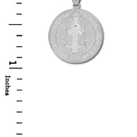 Sterling Silver St. Benedict Coin Charm Pendant Necklace