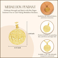 Gold Pagan Irminsul Tree of Life Viking Medallion Pendant Necklace (Available in Yellow/Rose/White Gold)