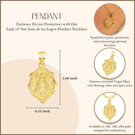Gold Our Lady of San Juan de los Lagos Religious Pendant Necklace (Available in Yellow/Rose/White Gold)