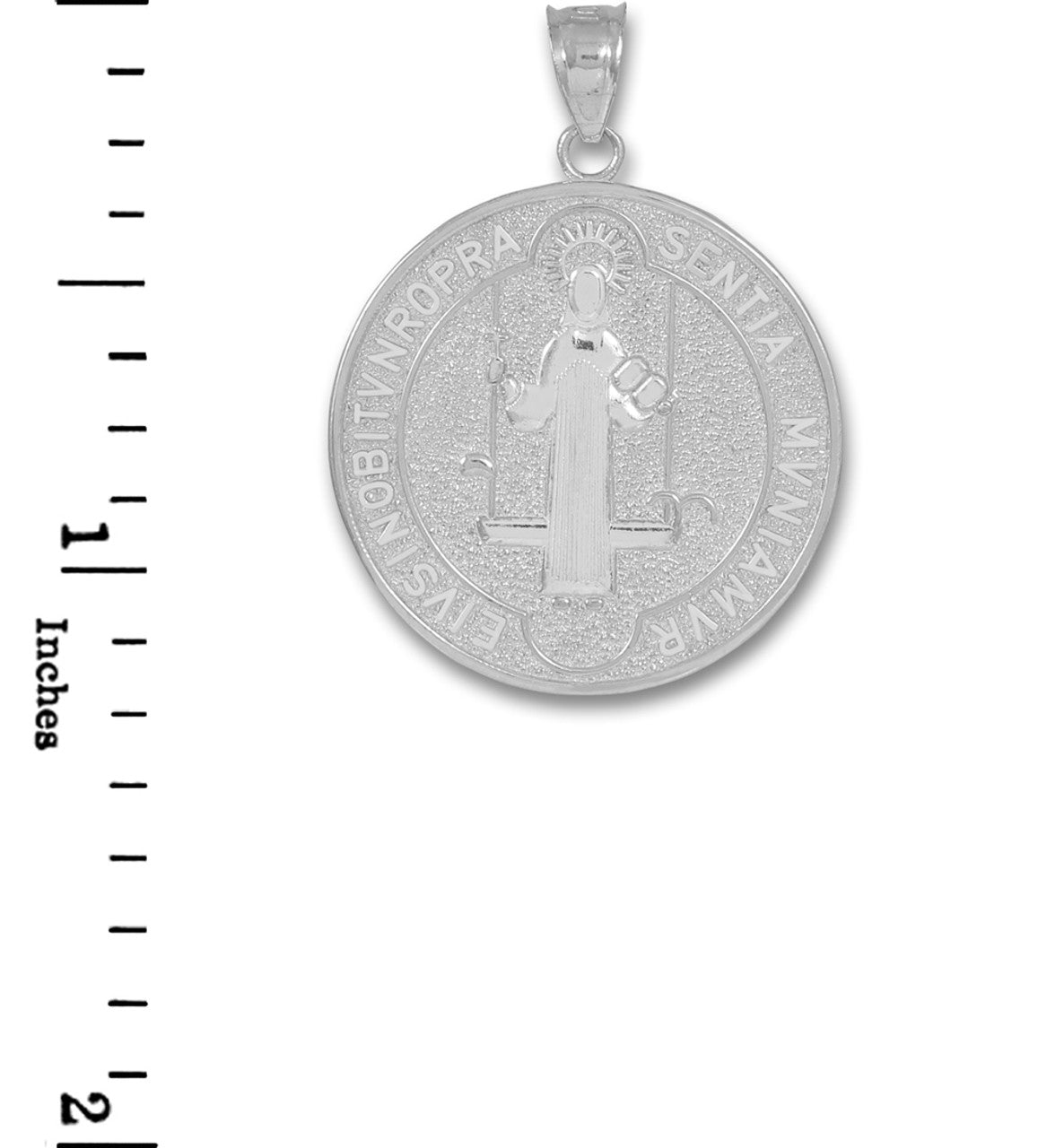 Sterling Silver St. Benedict Coin Medallion Pendant Necklace (M)