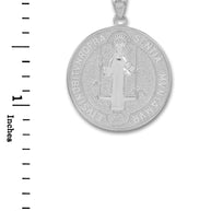 Sterling Silver St. Benedict Coin Medallion Pendant Necklace (M)