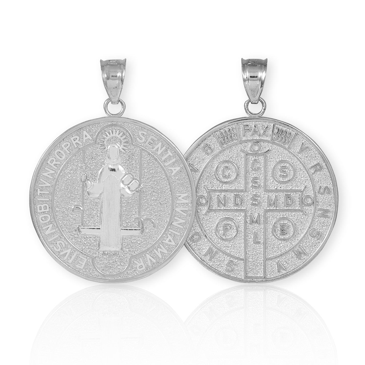 Sterling Silver St. Benedict Coin Medallion Pendant Necklace (M)