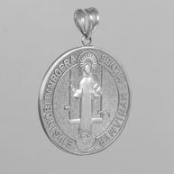 Sterling Silver St. Benedict Coin Medallion Pendant Necklace (M)