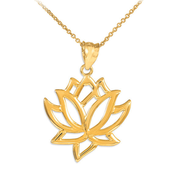 Gold Lotus Flower Pendant Necklace(Available in Yellow/Rose/White Gold)