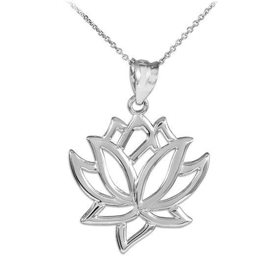 Gold Lotus Flower Pendant Necklace(Available in Yellow/Rose/White Gold)