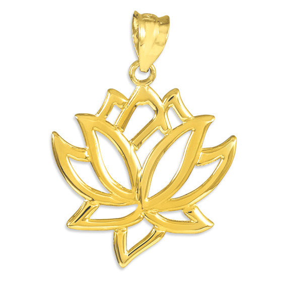 Gold Lotus Flower Pendant Necklace(Available in Yellow/Rose/White Gold)