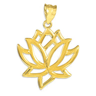 Gold Lotus Flower Pendant Necklace(Available in Yellow/Rose/White Gold)