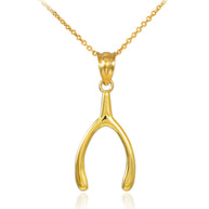 Solid Gold Polished Wishbone Pendant Necklace (Available In Yellow/Rose/White Gold)