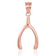 Solid Gold Polished Wishbone Pendant Necklace (Available In Yellow/Rose/White Gold)