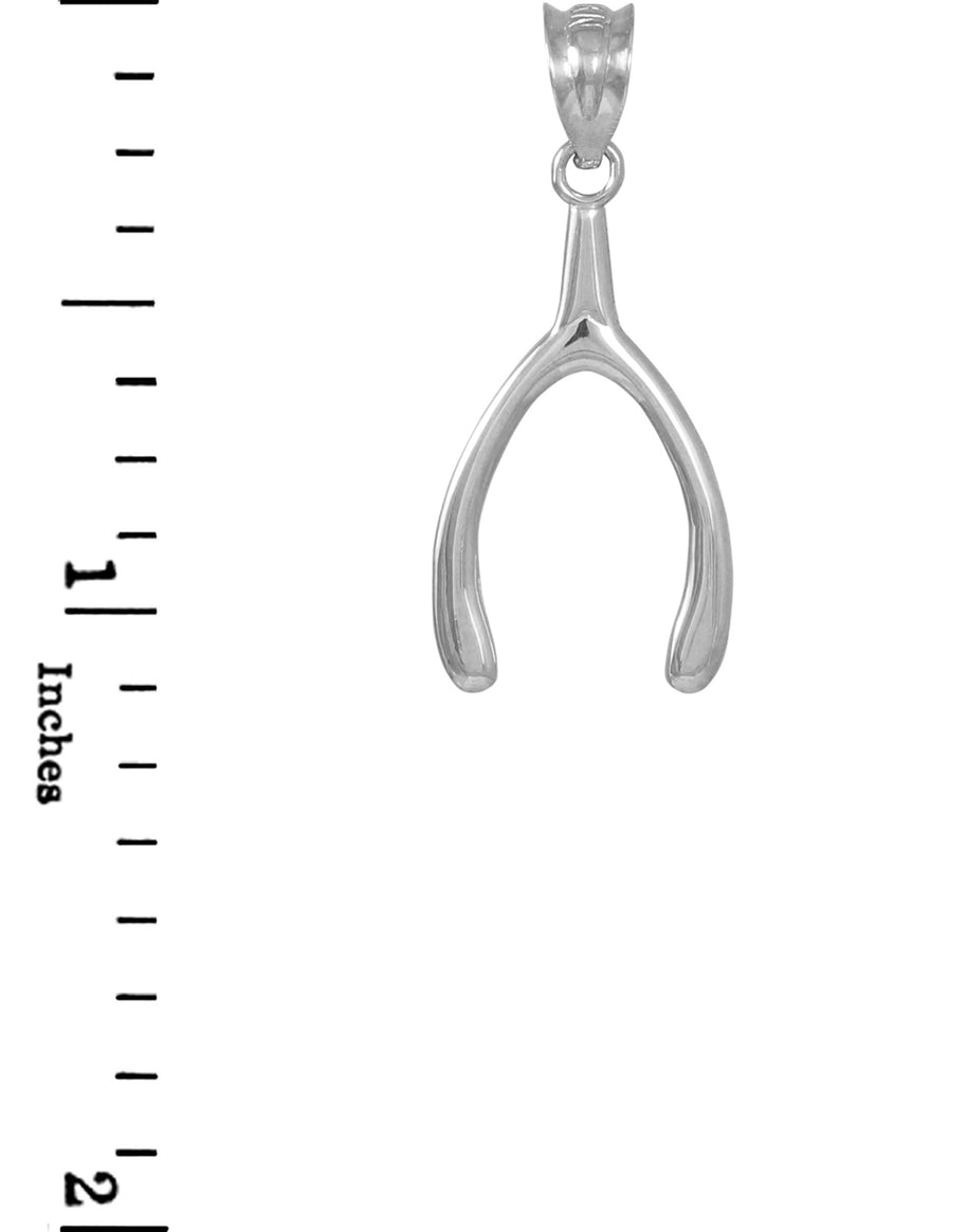 Silver Polished Wishbone Pendant Necklace