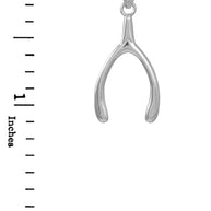 Silver Polished Wishbone Pendant Necklace