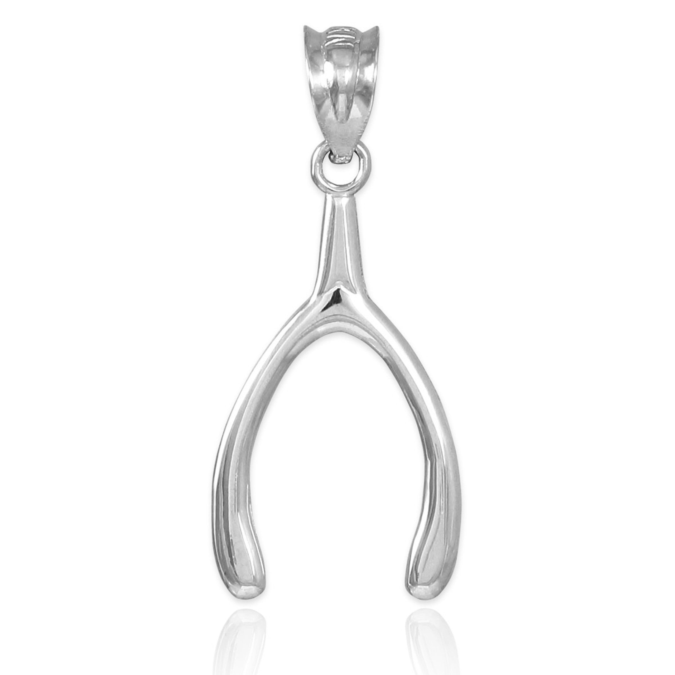 Solid Gold Polished Wishbone Pendant Necklace (Available In Yellow/Rose/White Gold)