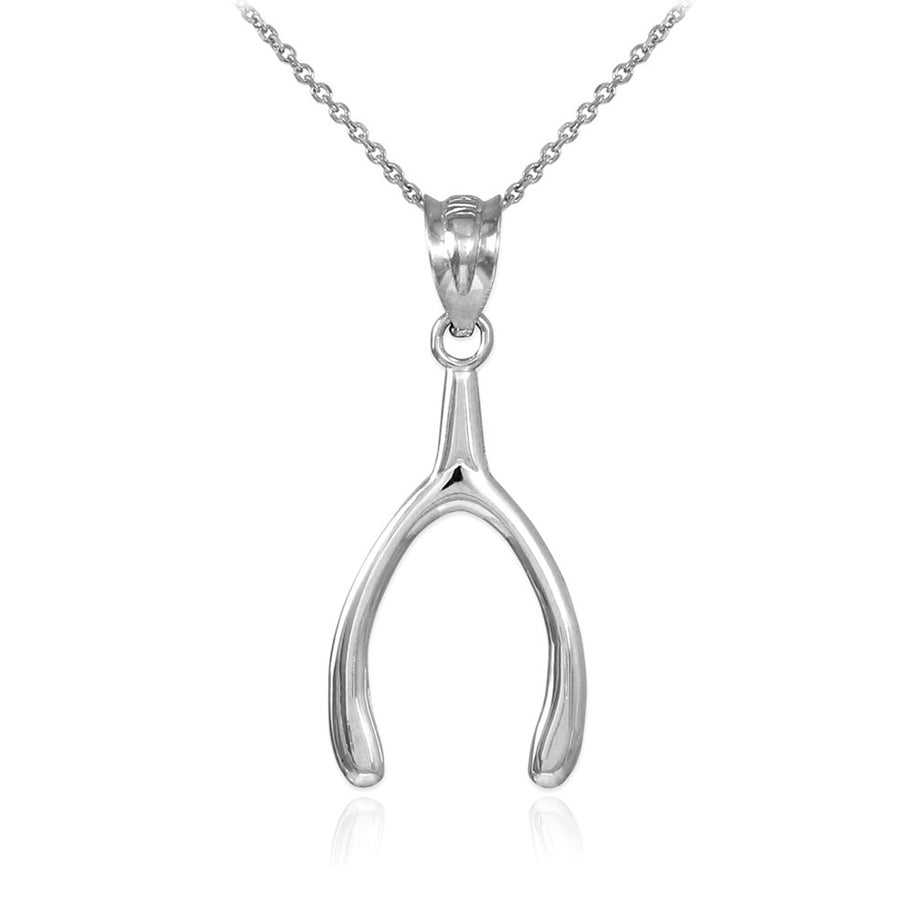 Solid Gold Polished Wishbone Pendant Necklace (Available In Yellow/Rose/White Gold)