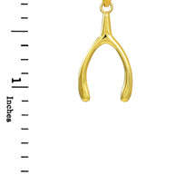 Solid Gold Polished Wishbone Pendant Necklace (Available In Yellow/Rose/White Gold)