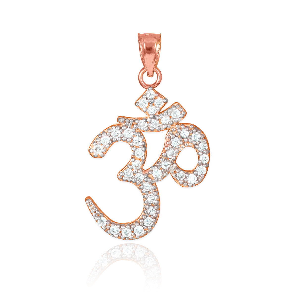 14k Solid Gold Om/Ohm/Aum Hindu Ganesh Diamond Pendant Necklace(Available in Yellow/Rose/White Gold)
