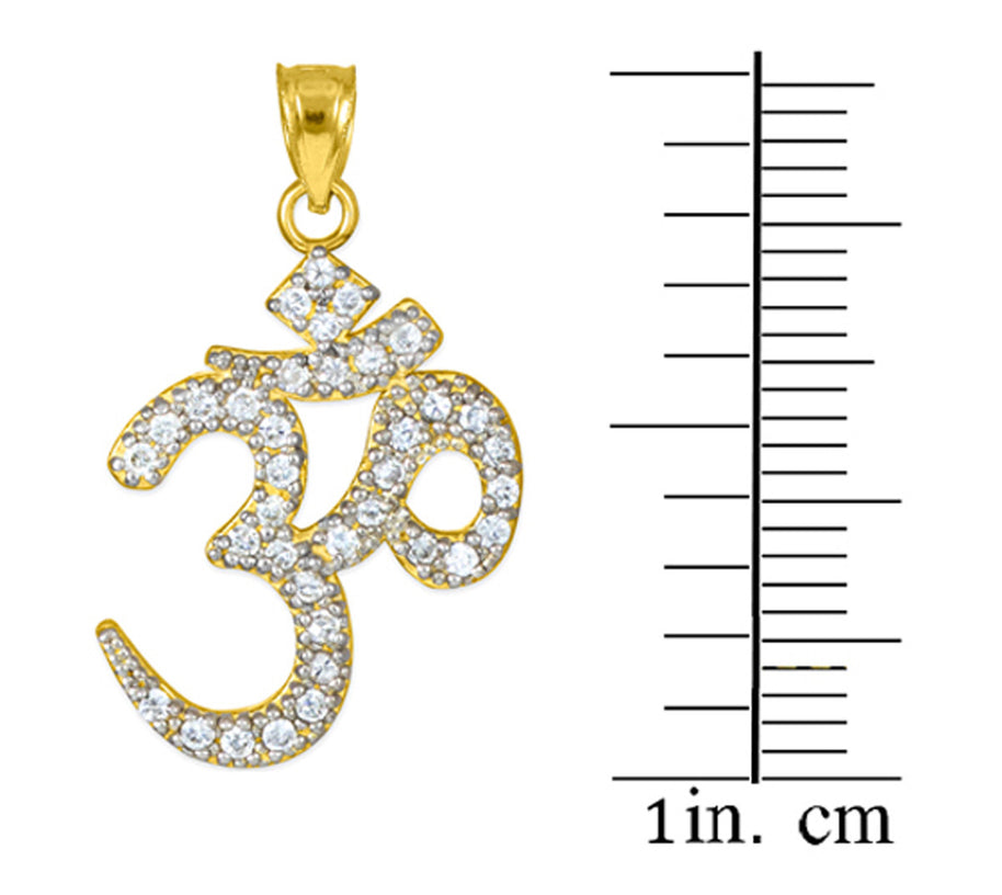 14k Solid Gold Om/Ohm/Aum Hindu Ganesh Diamond Pendant Necklace(Available in Yellow/Rose/White Gold)