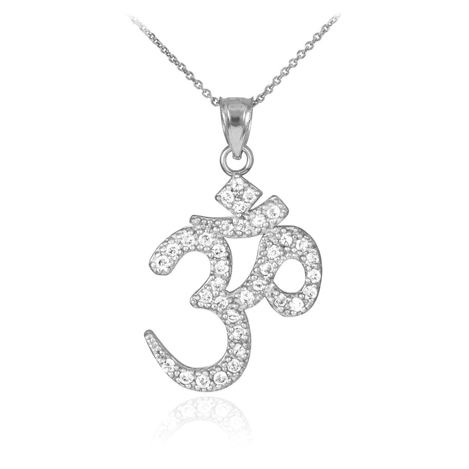 14k Solid Gold Om/Ohm/Aum Hindu Ganesh Diamond Pendant Necklace(Available in Yellow/Rose/White Gold)