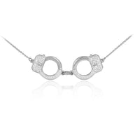 14k Solid Gold Handcuffs Necklace with Diamond Accents (Available in Yellow/Rose/White Gold)