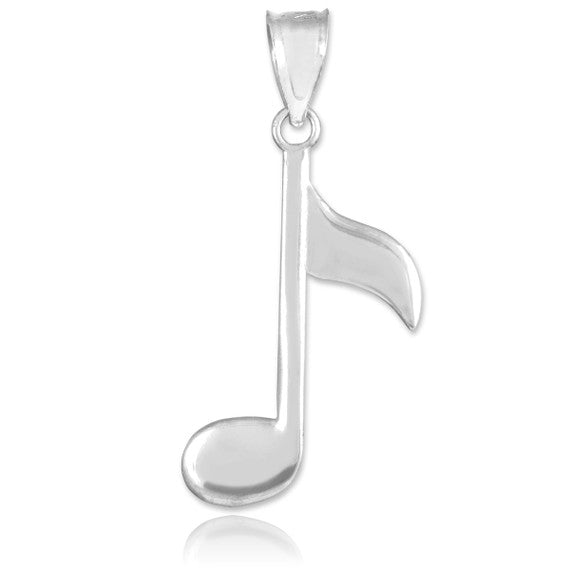 Silver Eighth Note Pendant Necklace