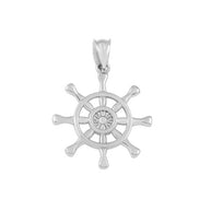 Gold Nautical Ship Wheel Pendant Necklace (Available in Yellow/Rose/White Gold)