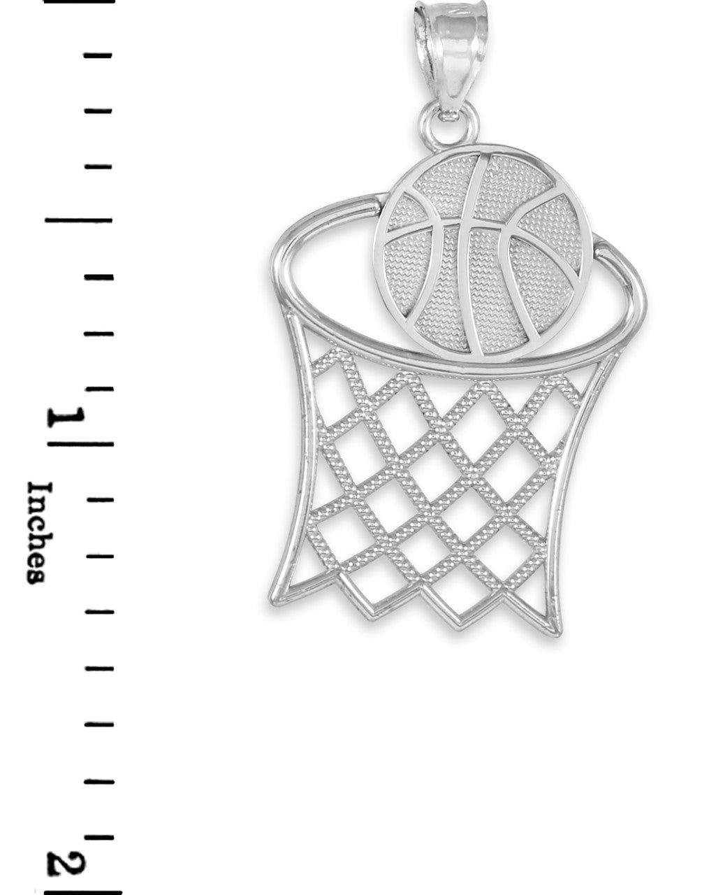.925 Sterling Silver Basketball Hoop Sports Pendant Necklace