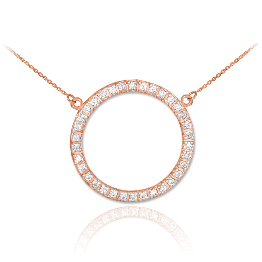 14K Gold Eternity Circle of Life Diamond Necklace (Available in Yellow, Rose and White)