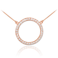 14K Gold Eternity Circle of Life Diamond Necklace (Available in Yellow, Rose and White)