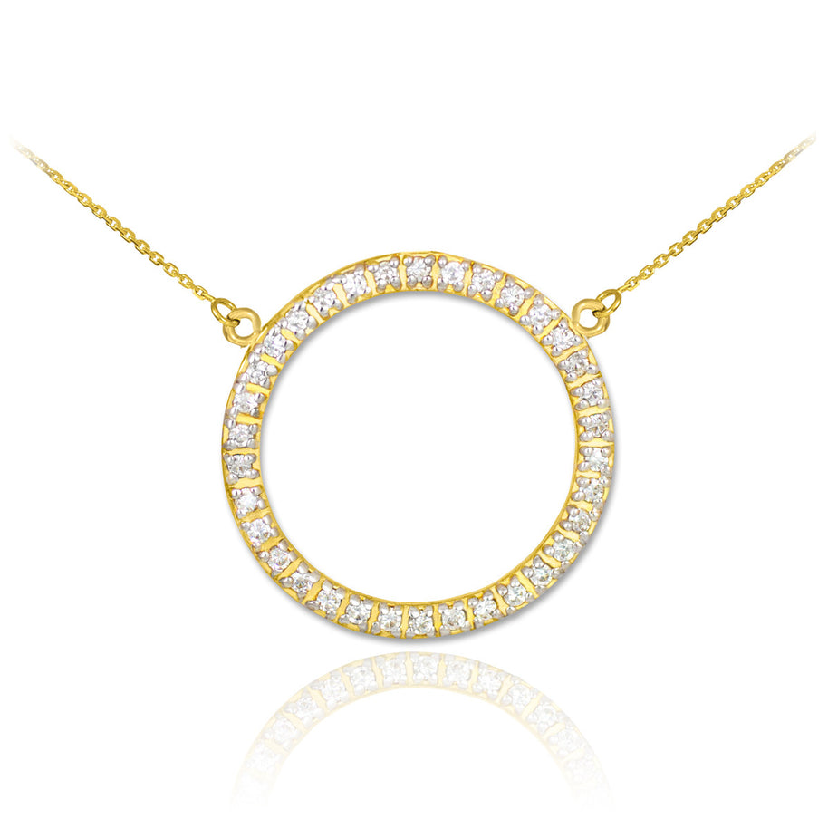 14K Gold Eternity Circle of Life Diamond Necklace (Available in Yellow, Rose and White)
