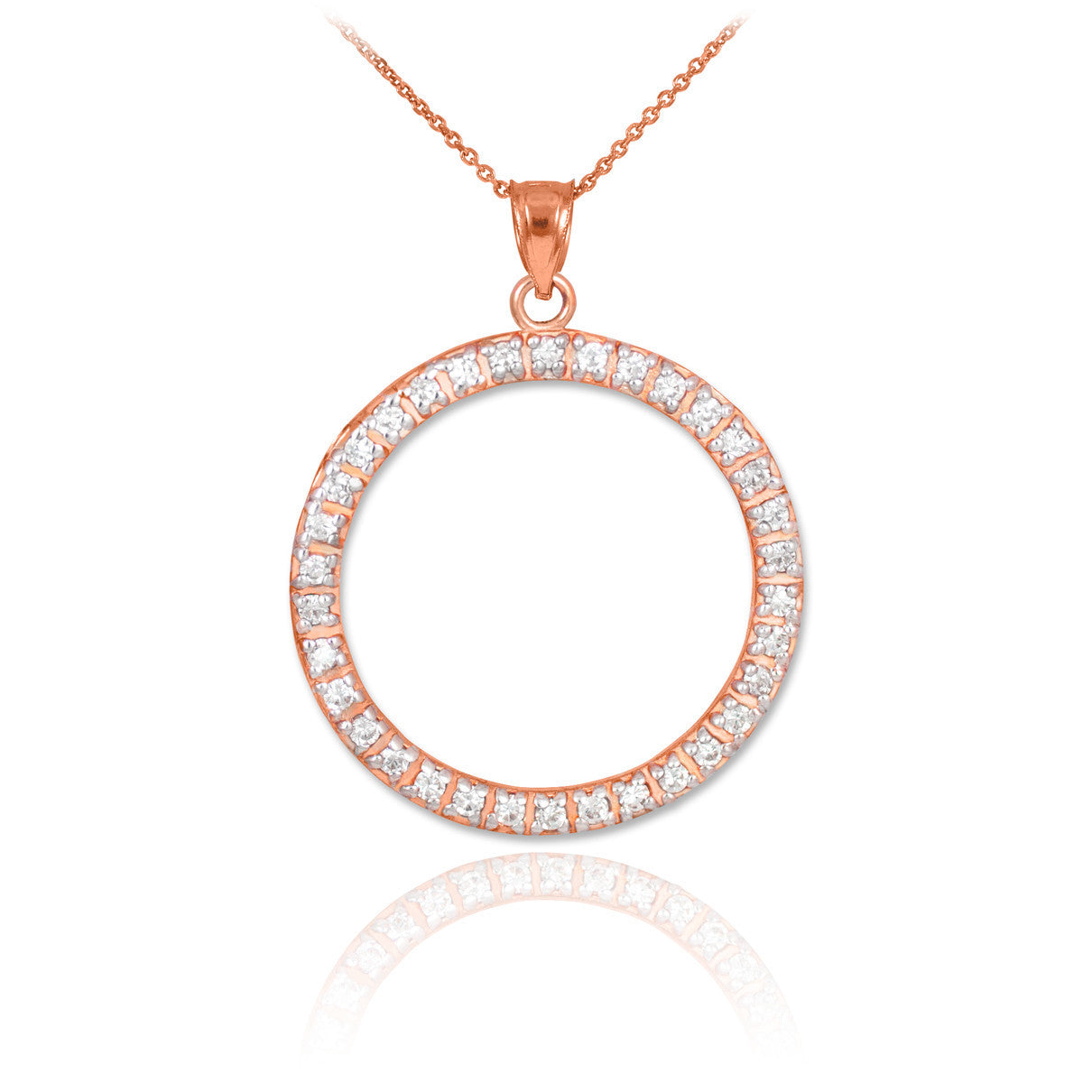 14K Gold Eternity Circle of Life Diamond Pendant Necklace (Available in Yellow, Rose and White Gold)
