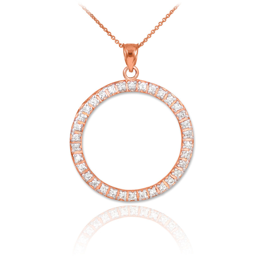 14K Gold Eternity Circle of Life Diamond Pendant Necklace (Available in Yellow, Rose and White Gold)