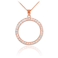 14K Gold Eternity Circle of Life Diamond Pendant Necklace (Available in Yellow, Rose and White Gold)