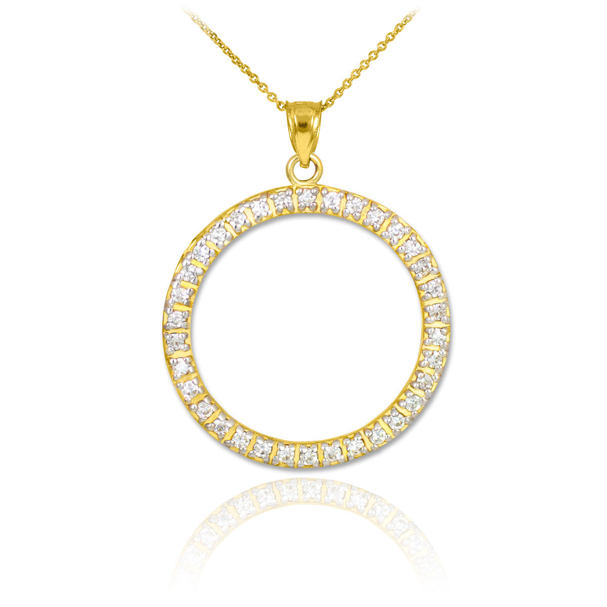 14K Gold Eternity Circle of Life Diamond Pendant Necklace (Available in Yellow, Rose and White Gold)