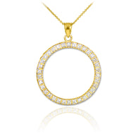 14K Gold Eternity Circle of Life Diamond Pendant Necklace (Available in Yellow, Rose and White Gold)