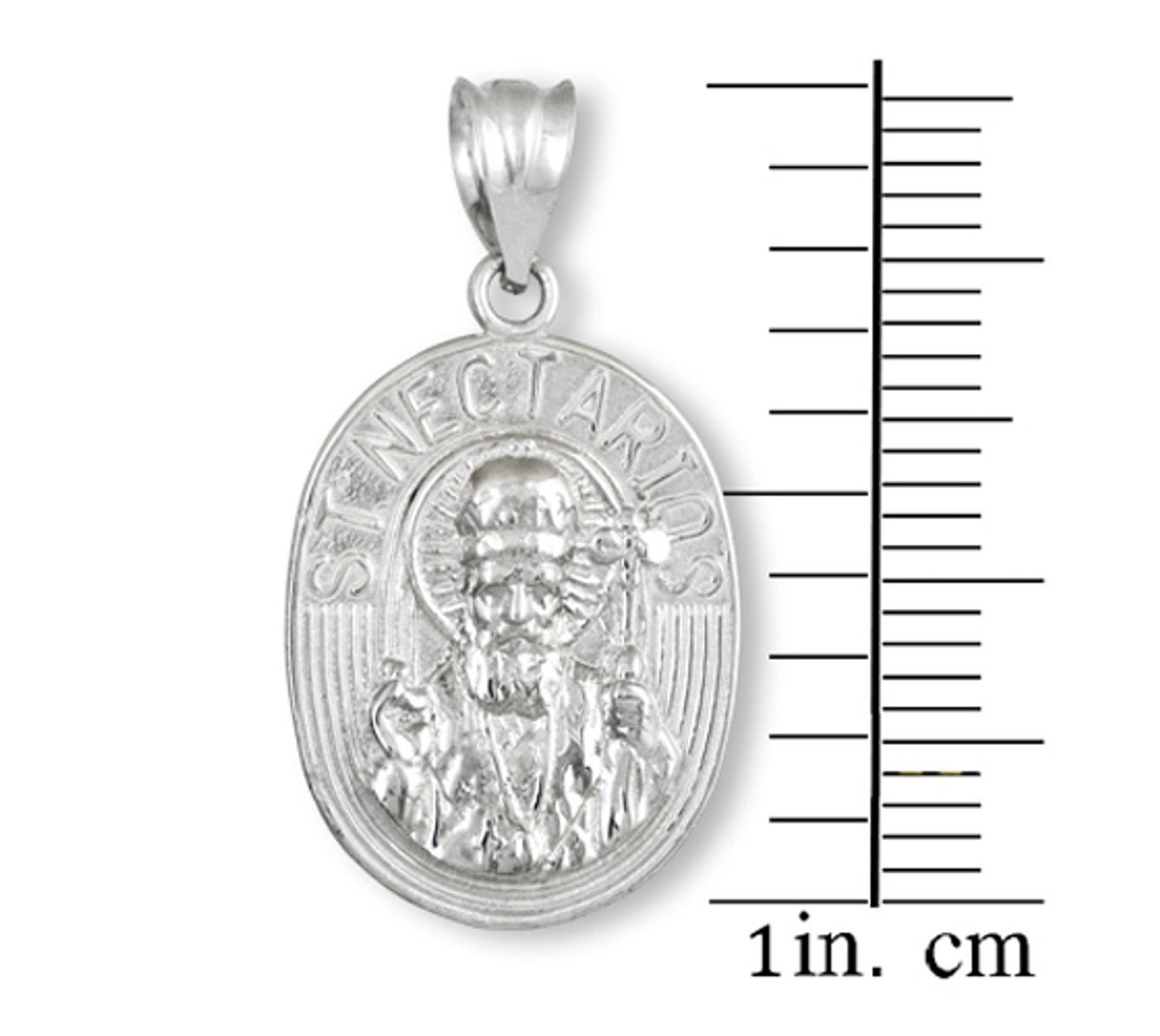 Sterling Silver Saint Nectarios Medallion Charm Pendant Necklace