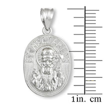 Sterling Silver Saint Nectarios Medallion Charm Pendant Necklace