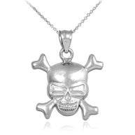 Solid Gold Skull and Bones Pendant Necklace(Available in Yellow/White Gold)