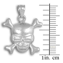 Sterling Silver Skull and Bones Pendant Necklace