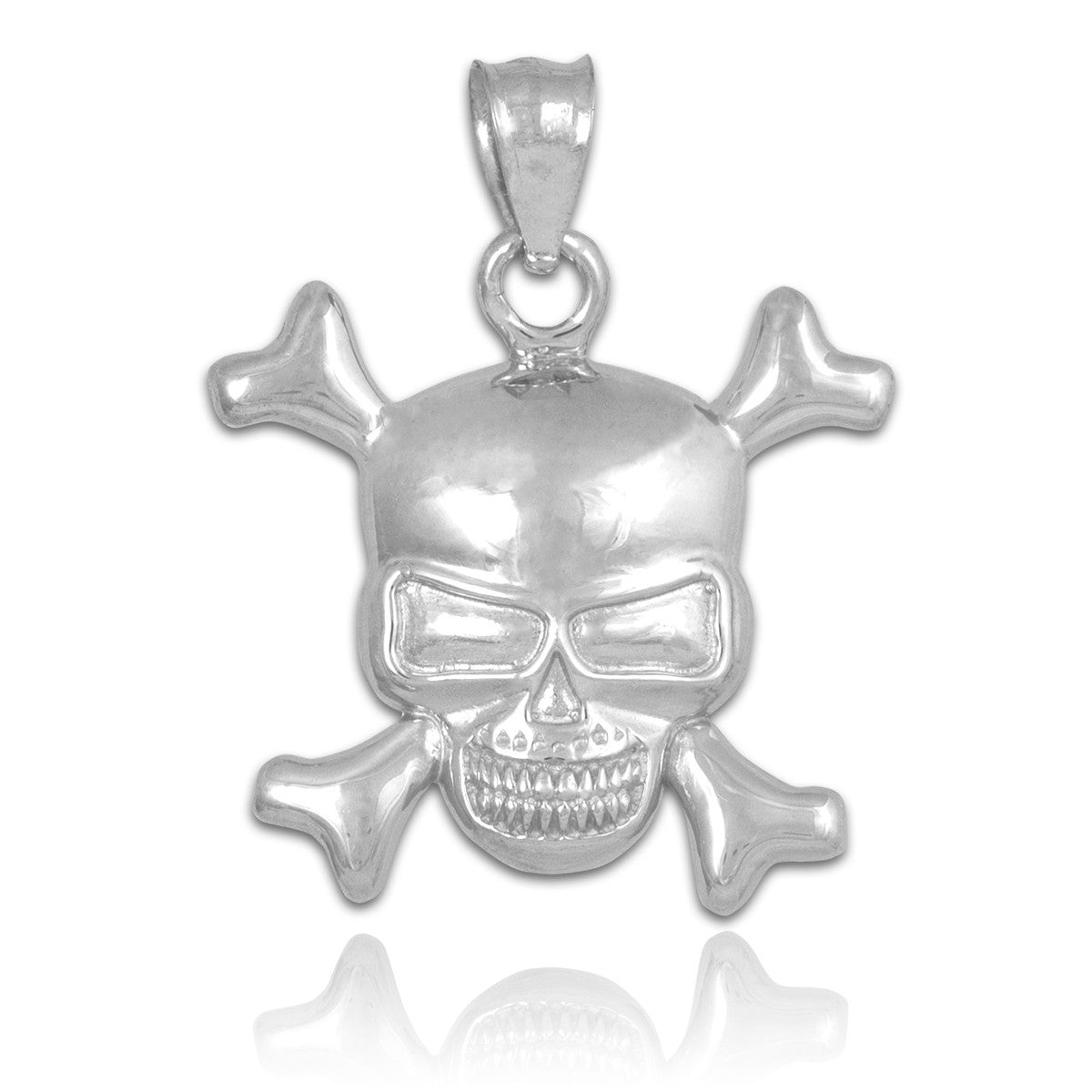 Solid Gold Skull and Bones Pendant Necklace(Available in Yellow/White Gold)