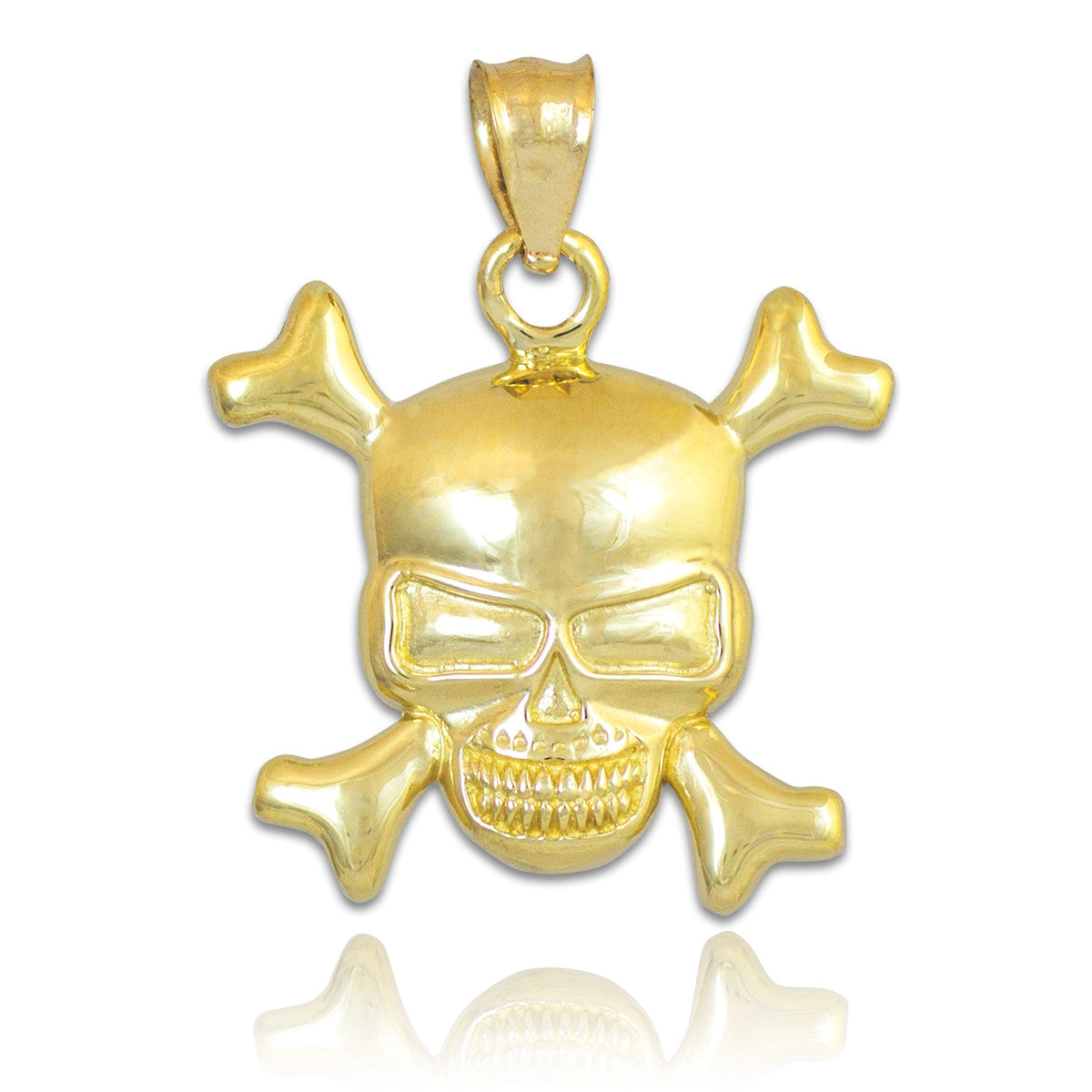Solid Gold Skull and Bones Pendant Necklace(Available in Yellow/White Gold)