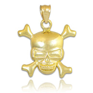 Solid Gold Skull and Bones Pendant Necklace(Available in Yellow/White Gold)