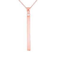 Solid Gold Vertical Bar Pendant Necklace (Available in Yellow, Rose and White Gold)