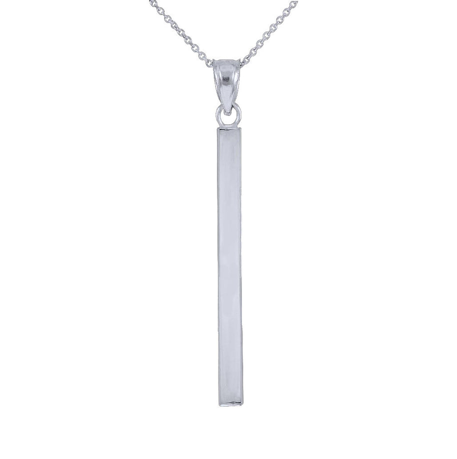 Solid Gold Vertical Bar Pendant Necklace (Available in Yellow, Rose and White Gold)