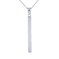 Solid Gold Vertical Bar Pendant Necklace (Available in Yellow, Rose and White Gold)